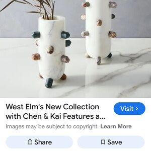 West Elm Marble Studded Stone Vase with real crystals